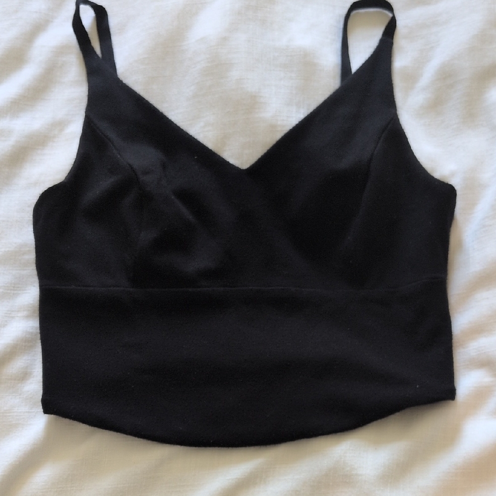 CAbi Black Fitted Bustier Crop Camisole